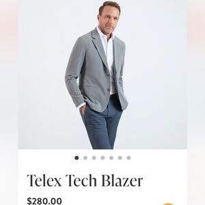 Bluffworks men Telex Tech Blazer grey lightweight travel professional sporty 48R